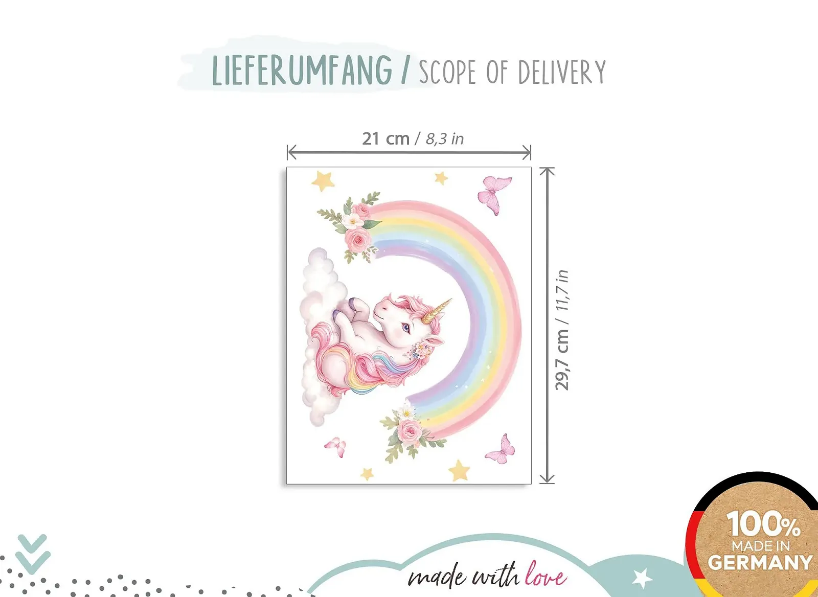 Наклейка на дверь Little Deco Радуга и единорог DL5128 без имени, фото №4