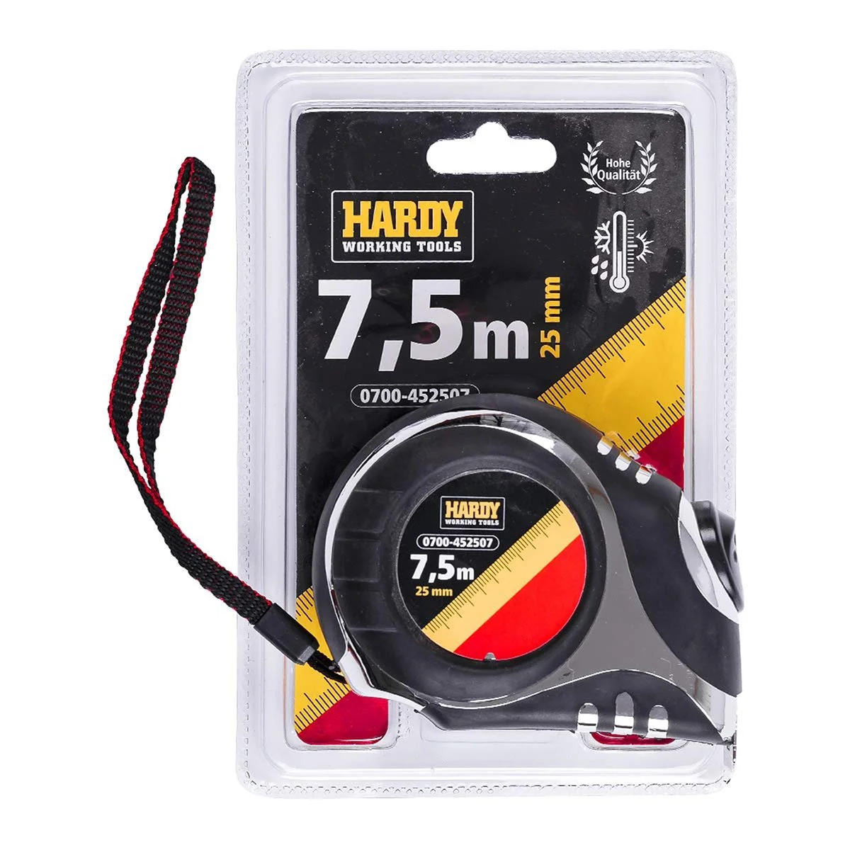 Рулетка HARDY WORKING TOOLS Ширина стрічки 25 мм, Довжина 7.5 м, A0700-452507, Чорний, фото №4