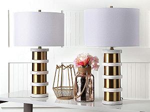 Настільна лампа Safavieh Juliette Набір з 2 шт. Метал 38 x 38 x 69.85 см Золота/Біла synthetic.ua - Фото 1