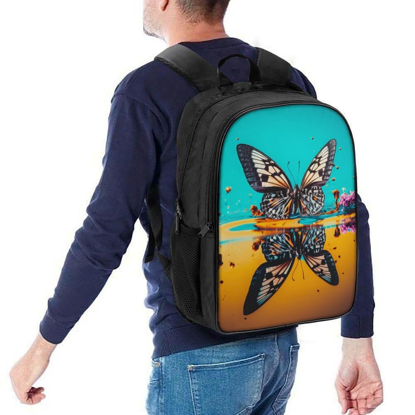 Ранец DPEOANEBN Butterfly 3D, детский, большой, с карманами, школьный, подарки к школе, 40x28x16 см, фото №5
