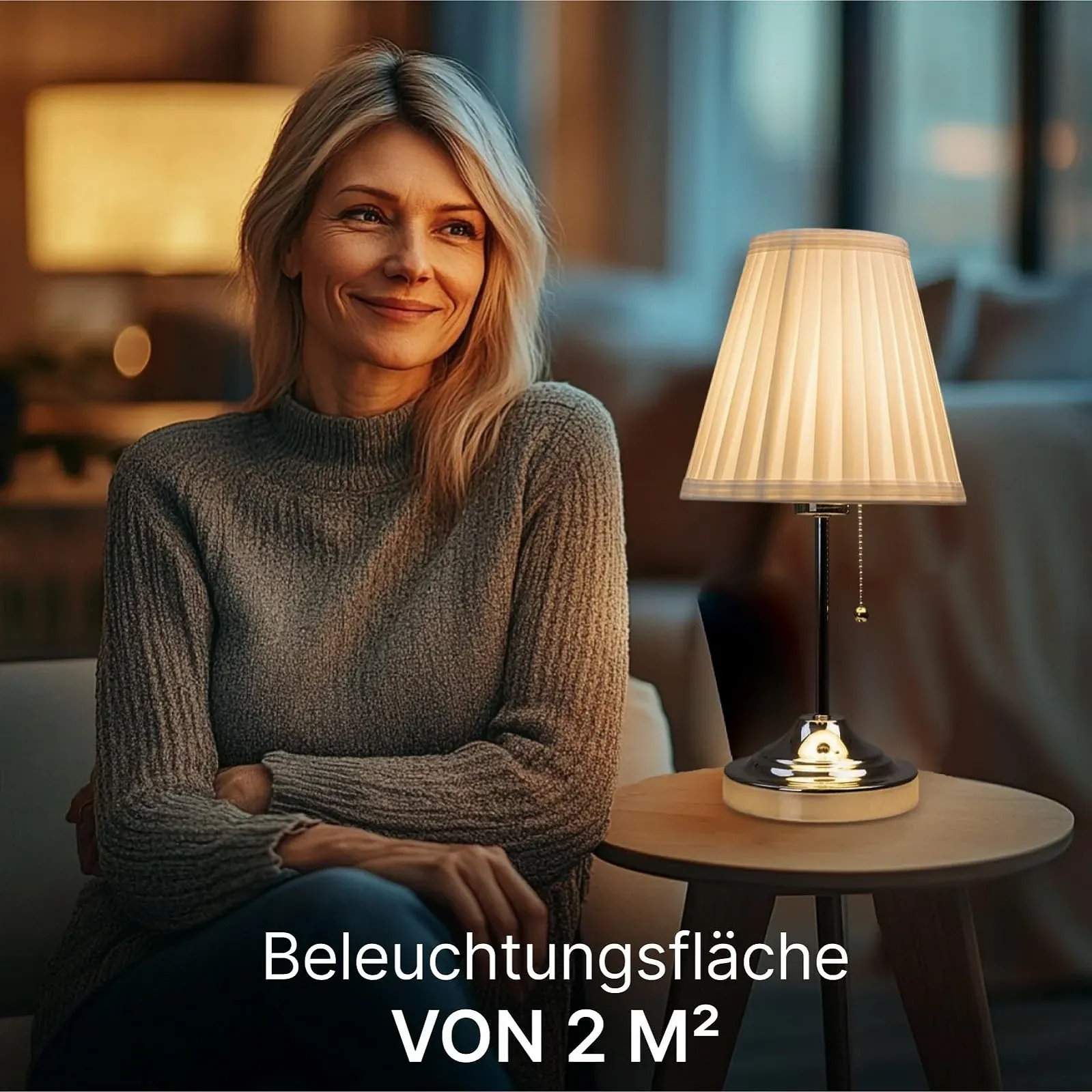 Настільна лампа LED класична декоративна білий текстильний абажур з кабелем, фото №7