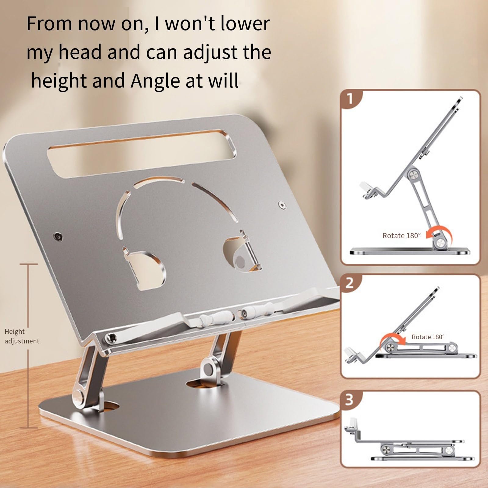 Подставка для ноутбука Алюминиевая Серебристый, 10-17 дюймов, фото №5