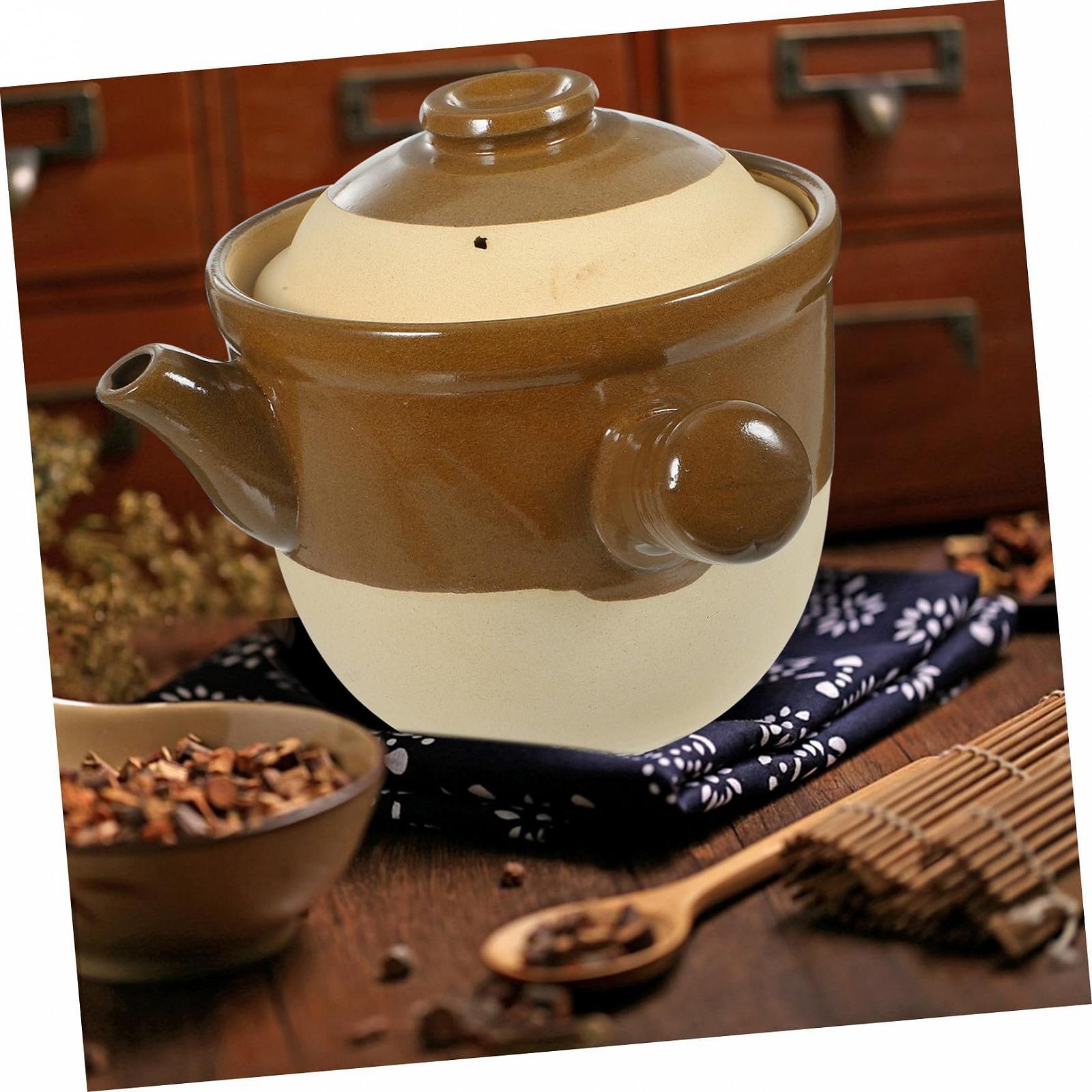 Горшок для трав Garneck традиционный китайский термостойкий керамический с термостойкой ручкой, фото №9