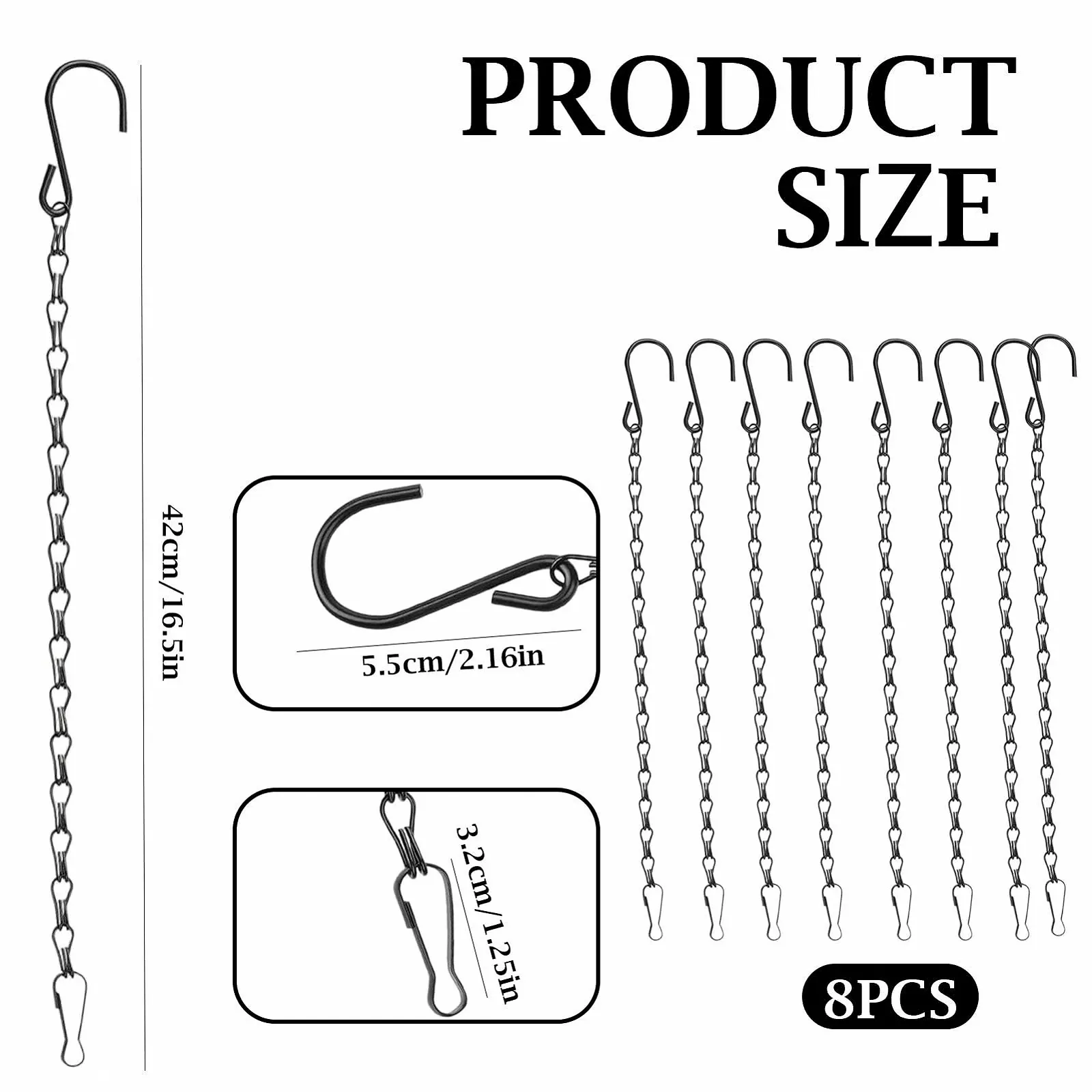 Цепи для подвесных корзин металлические 40 см 8 шт., фото №2