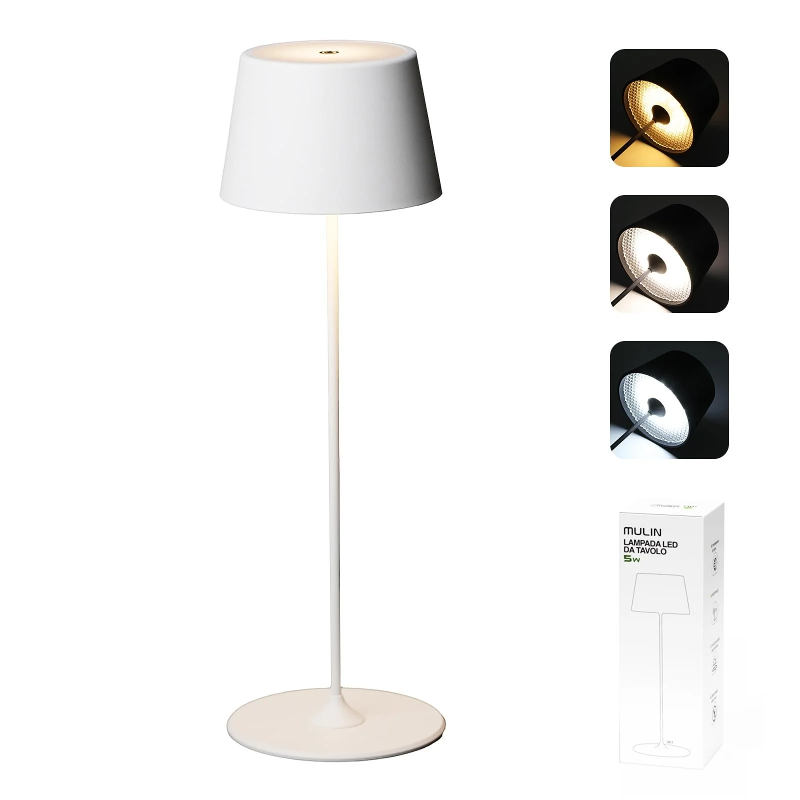 Настільна лампа MU LIN LED Wireless 4000 mAh Touch Dimmable 2700K-6000K, фото №1