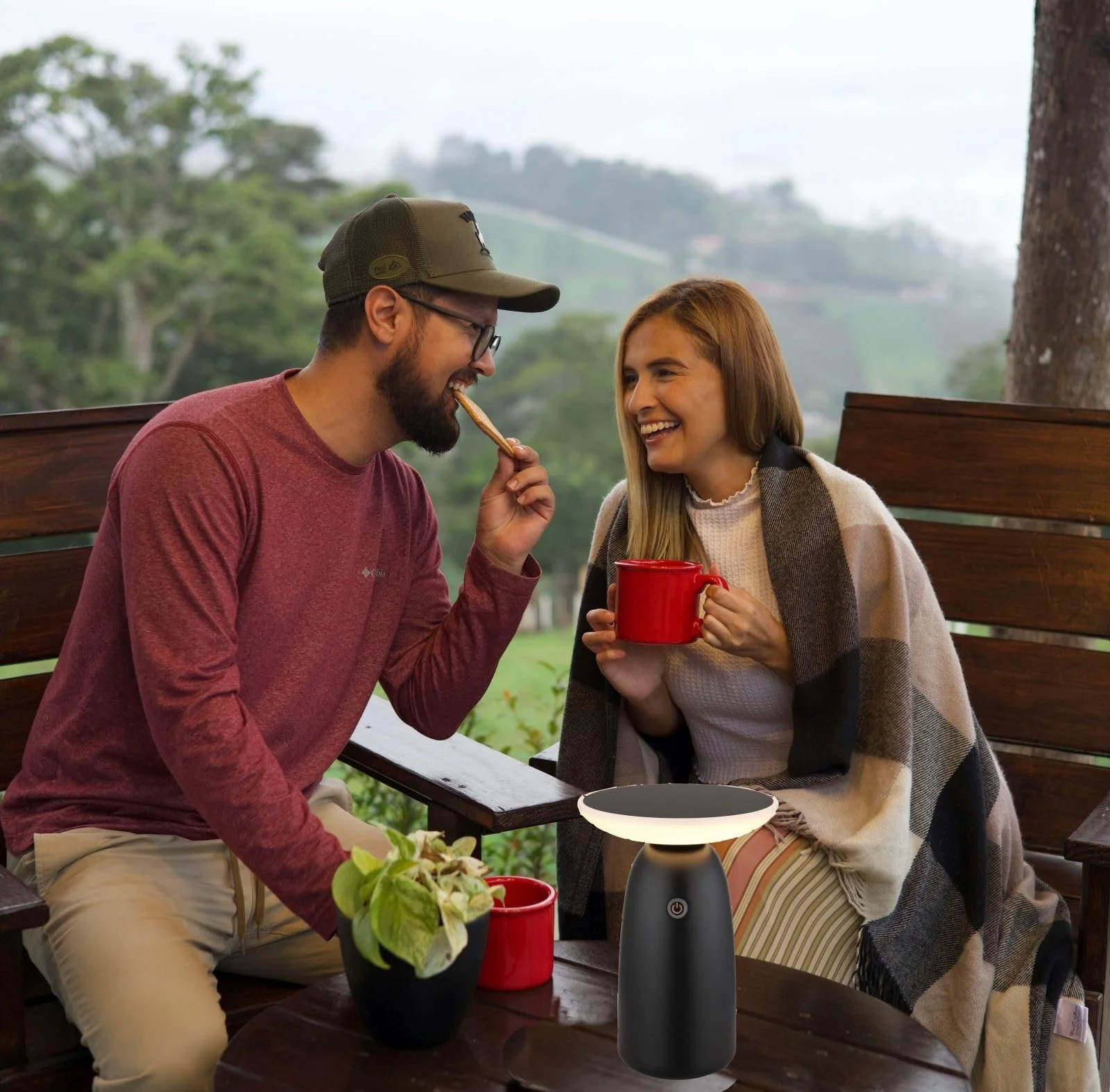 Настільна лампа Бездротова на сонячній батареї Набір 2 шт. LED з функцією димування Сенсорна Чорна USB Акумуляторна, фото №2