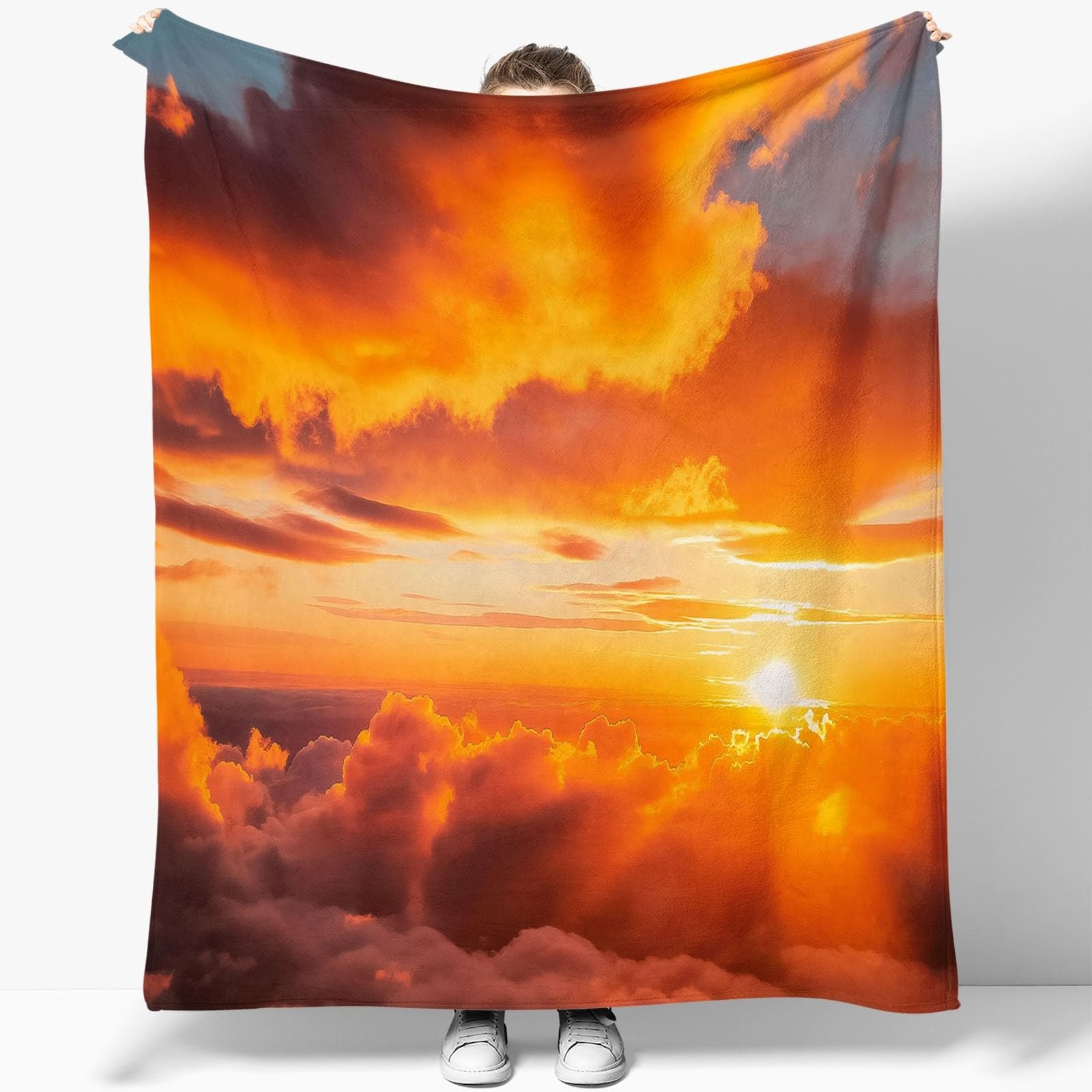 Плед фланелевый Premium, Modern Sonnenuntergang Wolken, теплый и уютный, оранжево-серый, 220 x 240 см, фото №5 Плед фланелевый Premium, Modern Sonnenuntergang Wolken, теплый и уютный, оранжево-серый, 220 x 240 см, фото №5