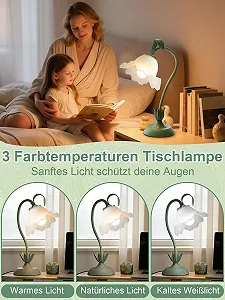 Настільна лампа Flower LED гнучка 3 режими Вінтажний зелений synthetic.ua - Фото 1