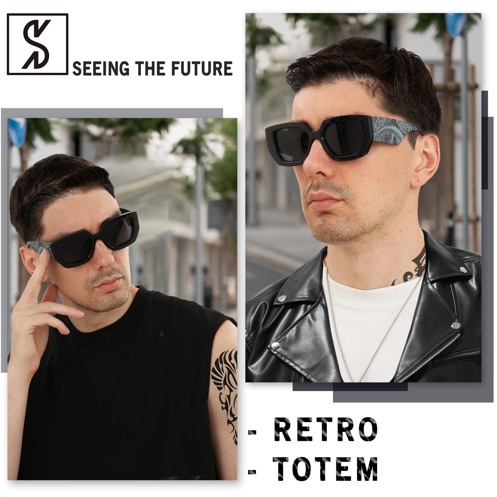 Сонцезахисні окуляри Ретро SHEEN KELLY Oversized Квадратні окуляри-метелики T1, фото №7