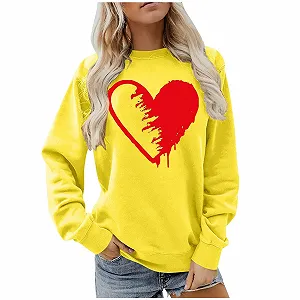 Пуловер Gwnauz Женская Толстовка Женский Джемпер Повседневный Удобный Свитер Блузка Топ с Сердцем Повседневный Классический Сердце Уличная Мода Пуловер Мода на День Святого Валентина Круглый Вырез Длинный Рукав Топ с Сердцем Любви - Фото 1