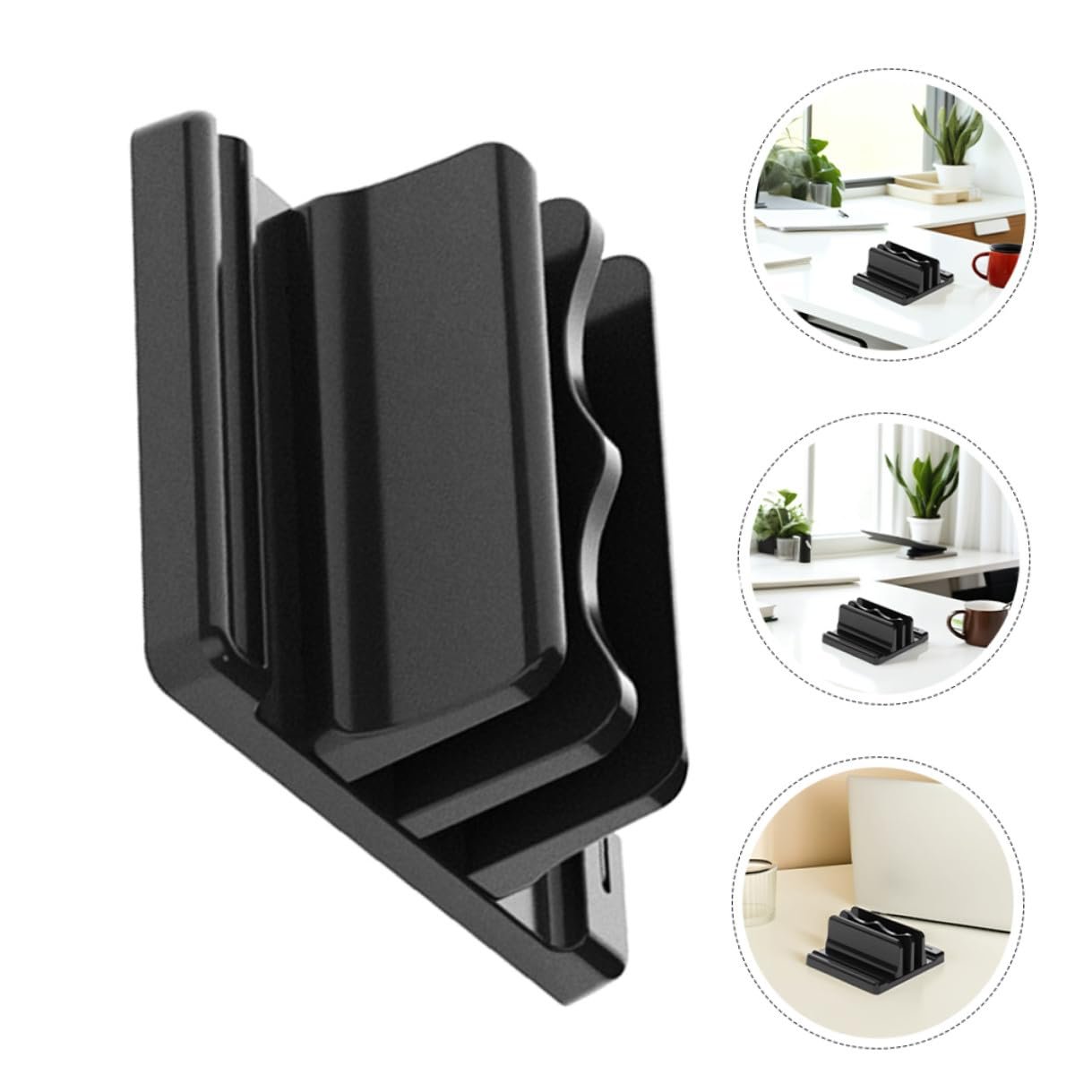 Вертикальная подставка для ноутбука Двойной держатель из прочного материала Регулируемая док-станция для книг и ноутбуков Экономия места Настольный органайзер, фото №8
