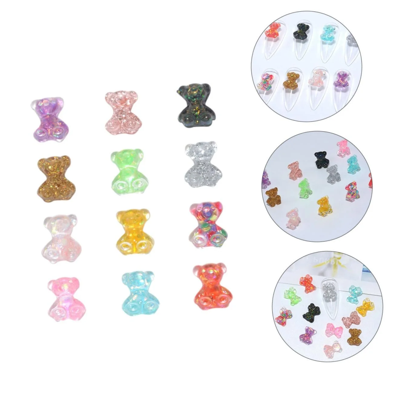 Набор украшений для ногтей Мишки 100 шт. смола BELLIFFY, фото №2