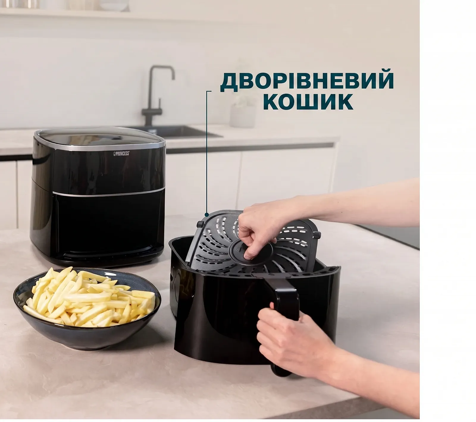 Мультипіч Princess Digital  / Аерофритюрниця 8 л / 1800 Вт / Сенсорне керування / 6 програм / Чорна, фото №4