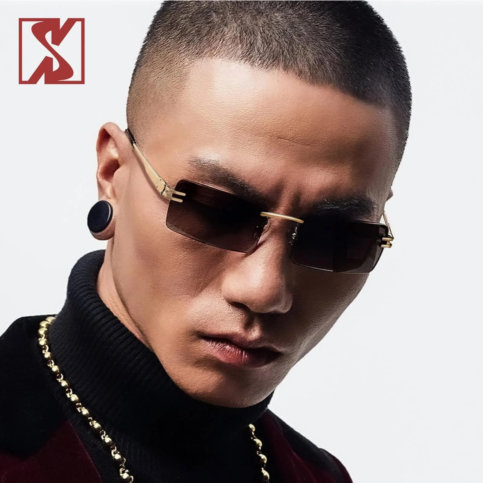 Сонцезахисні окуляри Ретро Без оправи SHEEN KELLY Прямокутні Ультра, фото №2