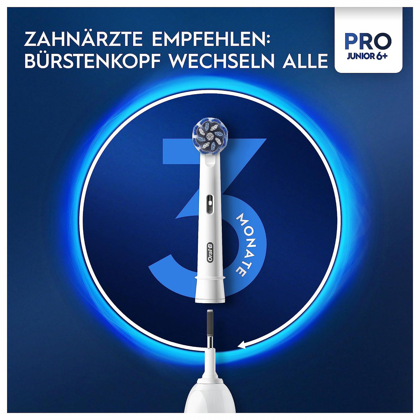 Зубна щітка електрична Oral-B Pro Junior для дітей від 6 років, з датчиком тиску, 3 режими чищення, включаючи делікатний, м'яка щетина та таймер, фіолетова, фото №7