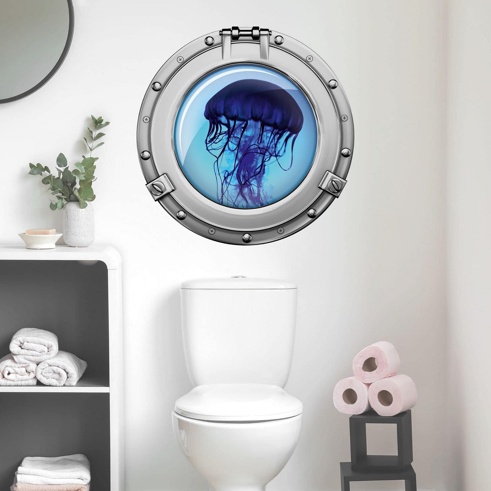 Наклейка на стіну GRAZDesign Ілюмінатор Медуза Морська 30 x 30 см, фото №2 Наклейка на стіну GRAZDesign Ілюмінатор Медуза Морська 30 x 30 см, фото №2