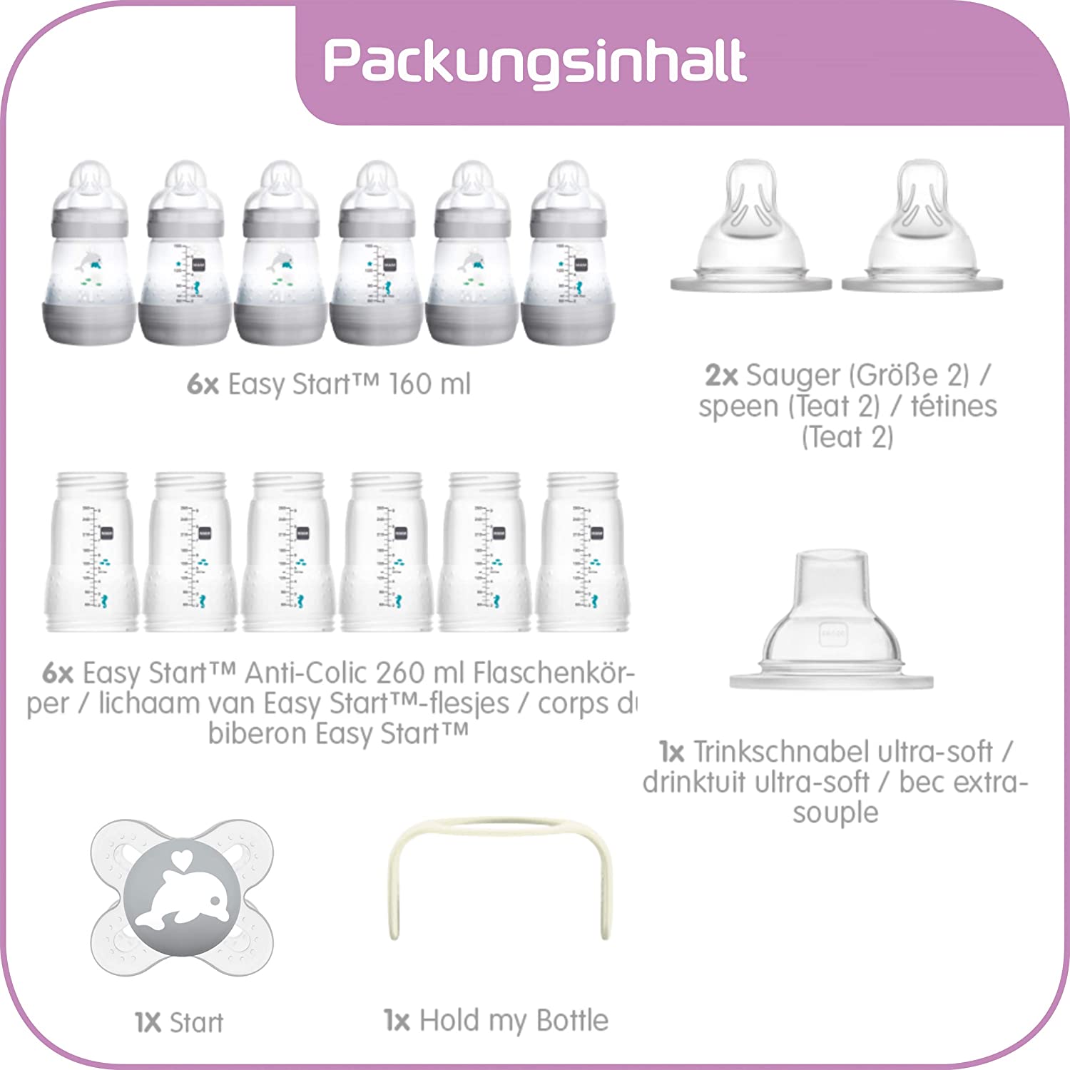 Набор детских бутылочек MAM Easy Start Anti-Colic XXL, фото №6