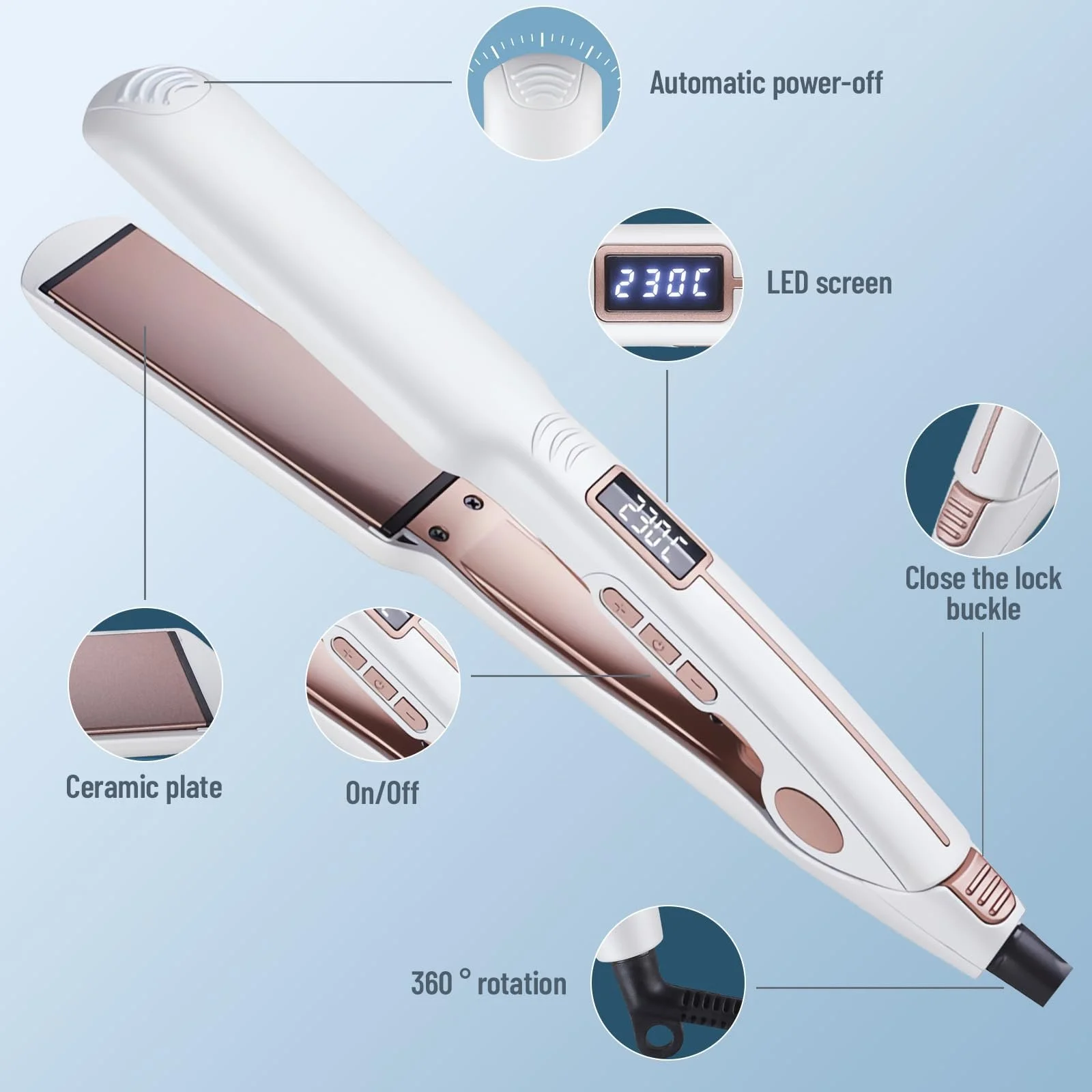 Випрямляч для волосся Ion & Titanium Professional LCD Display 100-230°C 10 секунд нагрівання, фото №2 Випрямляч для волосся Ion & Titanium Professional LCD Display 100-230°C 10 секунд нагрівання, фото №2