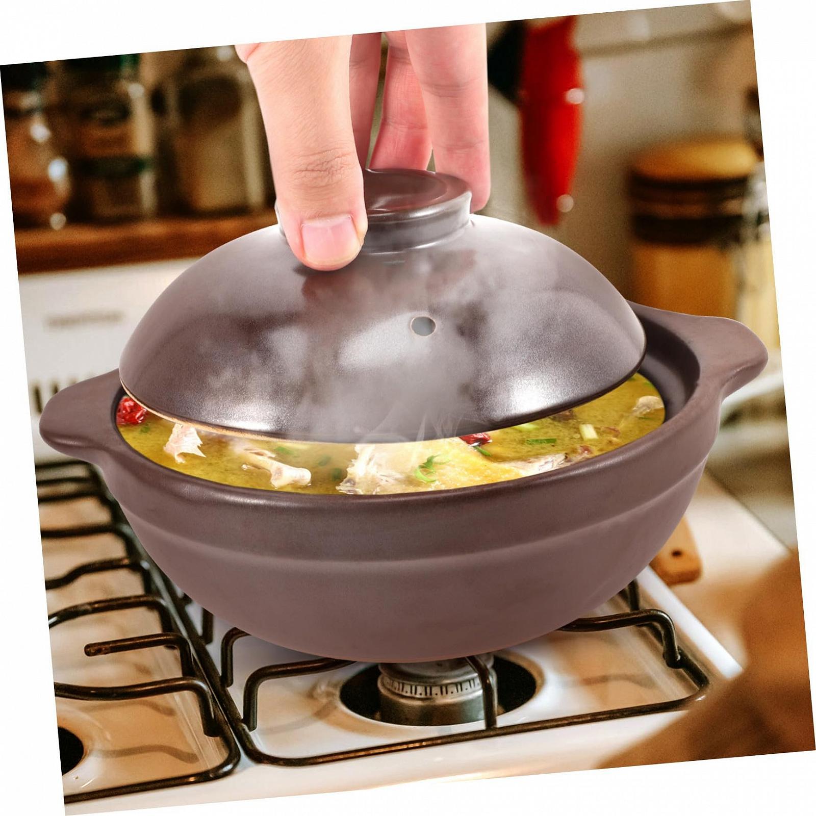 Горщик VALICLUD керамічний термостійкий з кришкою коричневий, фото №6