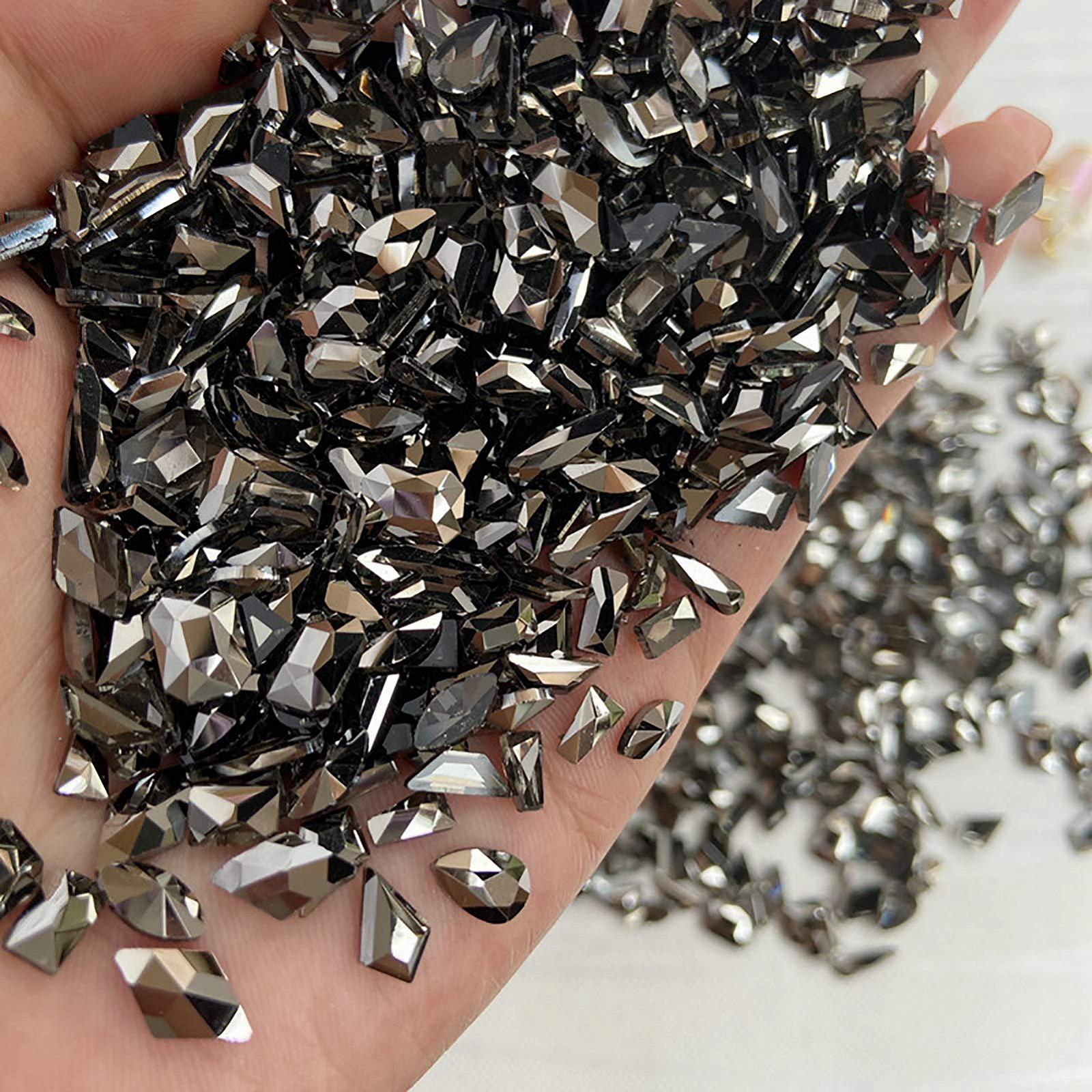Стразы для ногтей Brussel, 50 шт., 3D геометрические, плоские стеклянные бусины, серый цвет, фото №2