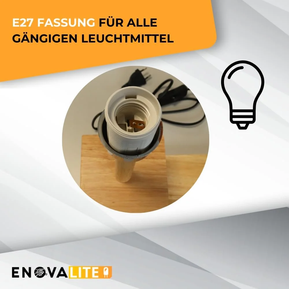 Настільна лампа дерев'яна з полицею для книг та тканинним абажуром 30 x 40 x 22 см E27, фото №3