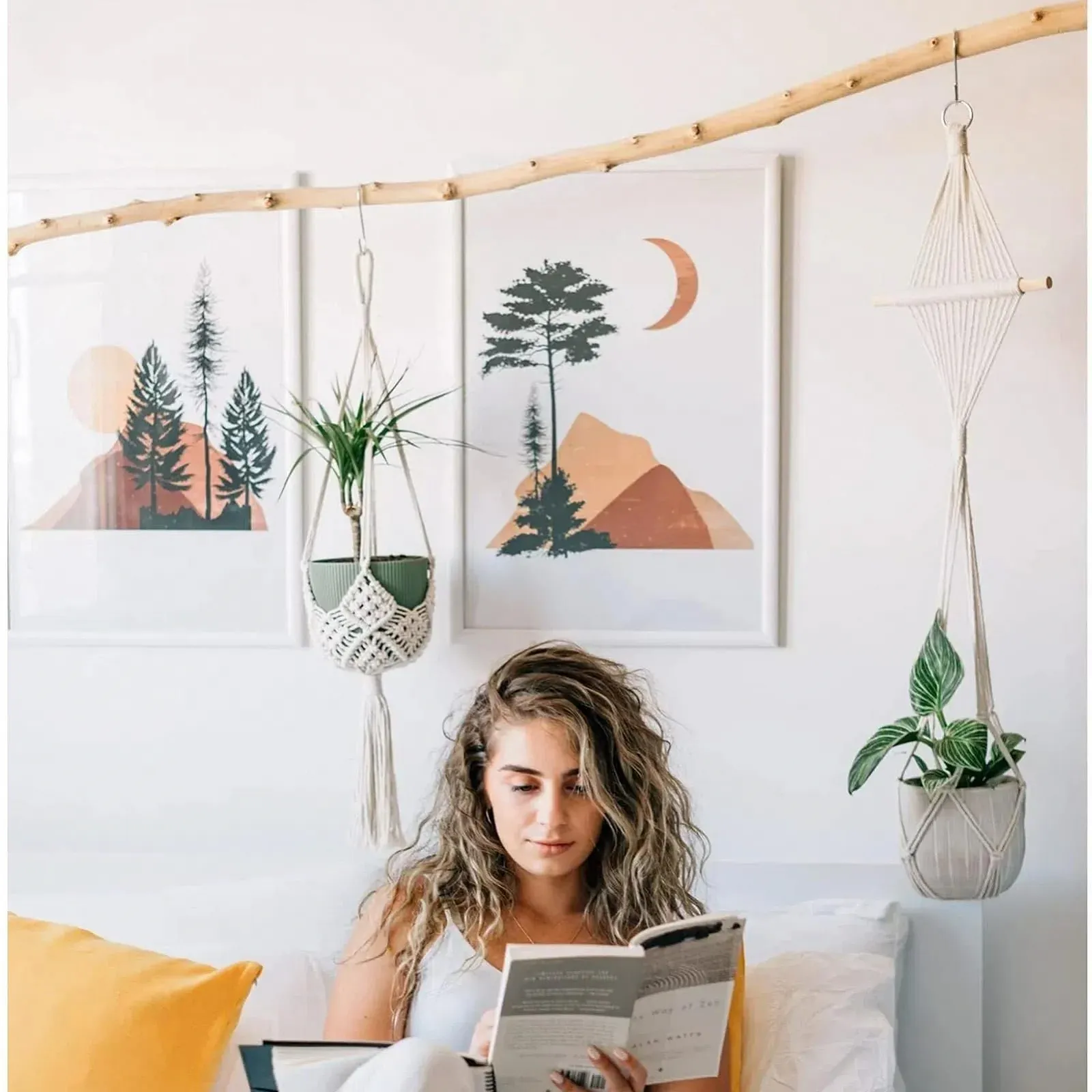 Набір підвісів макраме для рослин 4 шт. Бавовна Кремовий, фото №7 Набір підвісів макраме для рослин 4 шт. Бавовна Кремовий, фото №7