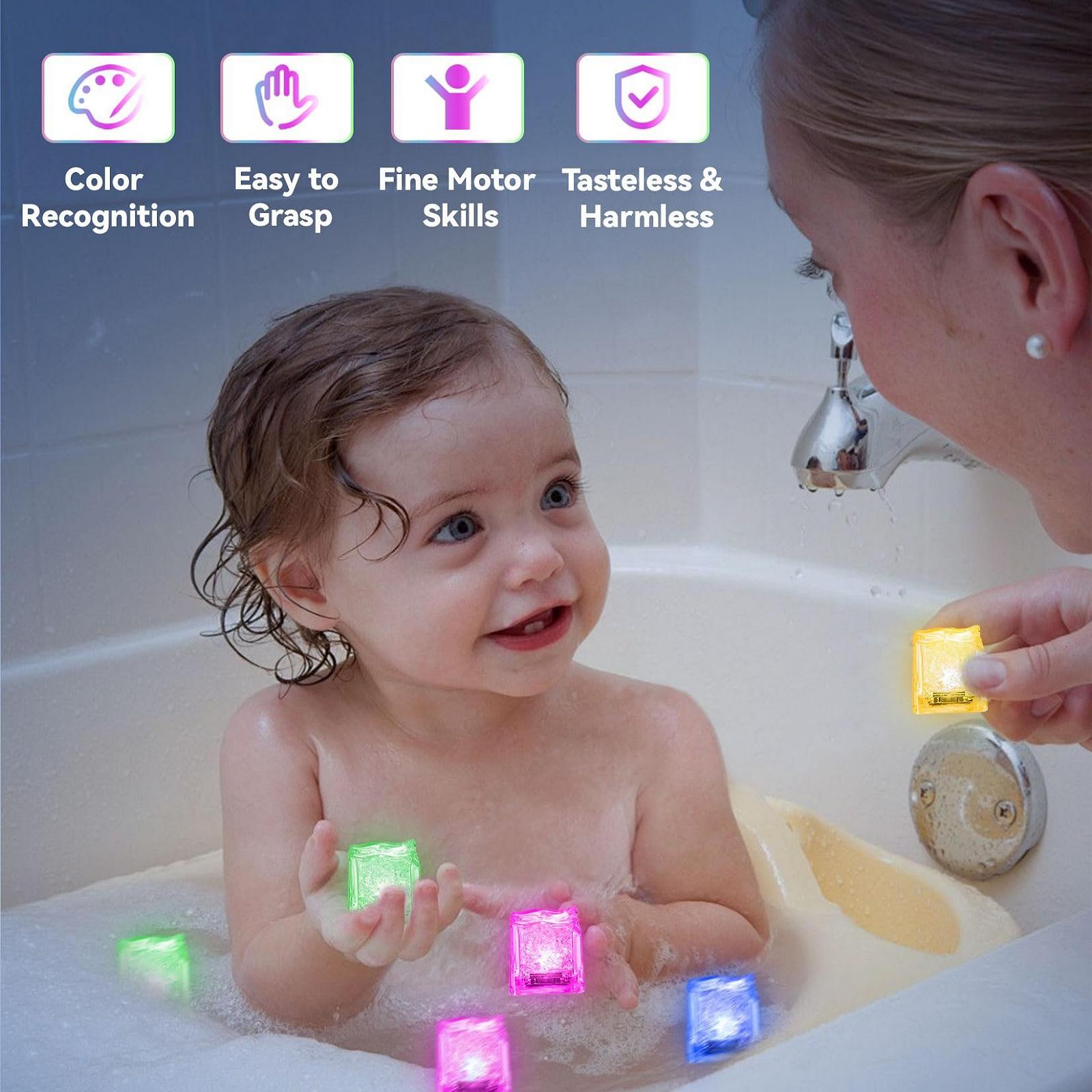 Світлодіодні кубики льоду, набір 12 штук, різнокольорові, іграшка для ванни, фото №3 Світлодіодні кубики льоду, набір 12 штук, різнокольорові, іграшка для ванни, фото №3