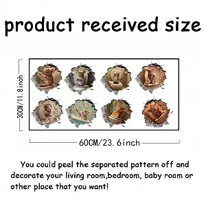 Наклейка на стіну SUPERDANT 3D Rat The Toilet Cracked Mice Vinyl Bathroom Toilet Wall Decoration synthetic.ua - Фото 1