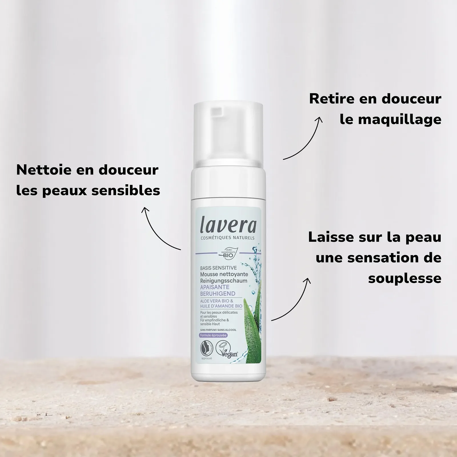 Пінка для вмивання lavera Basis Sensitive Натуральна косметика Веганська Алое Вера та Органічна мигдалева олія, фото №3