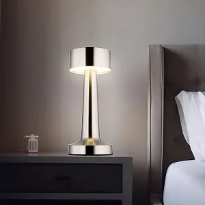 Настольная лампа Globo Серебристая Touch Dimmer Аккумуляторная LED Высота 21 см synthetic.ua - Фото 1