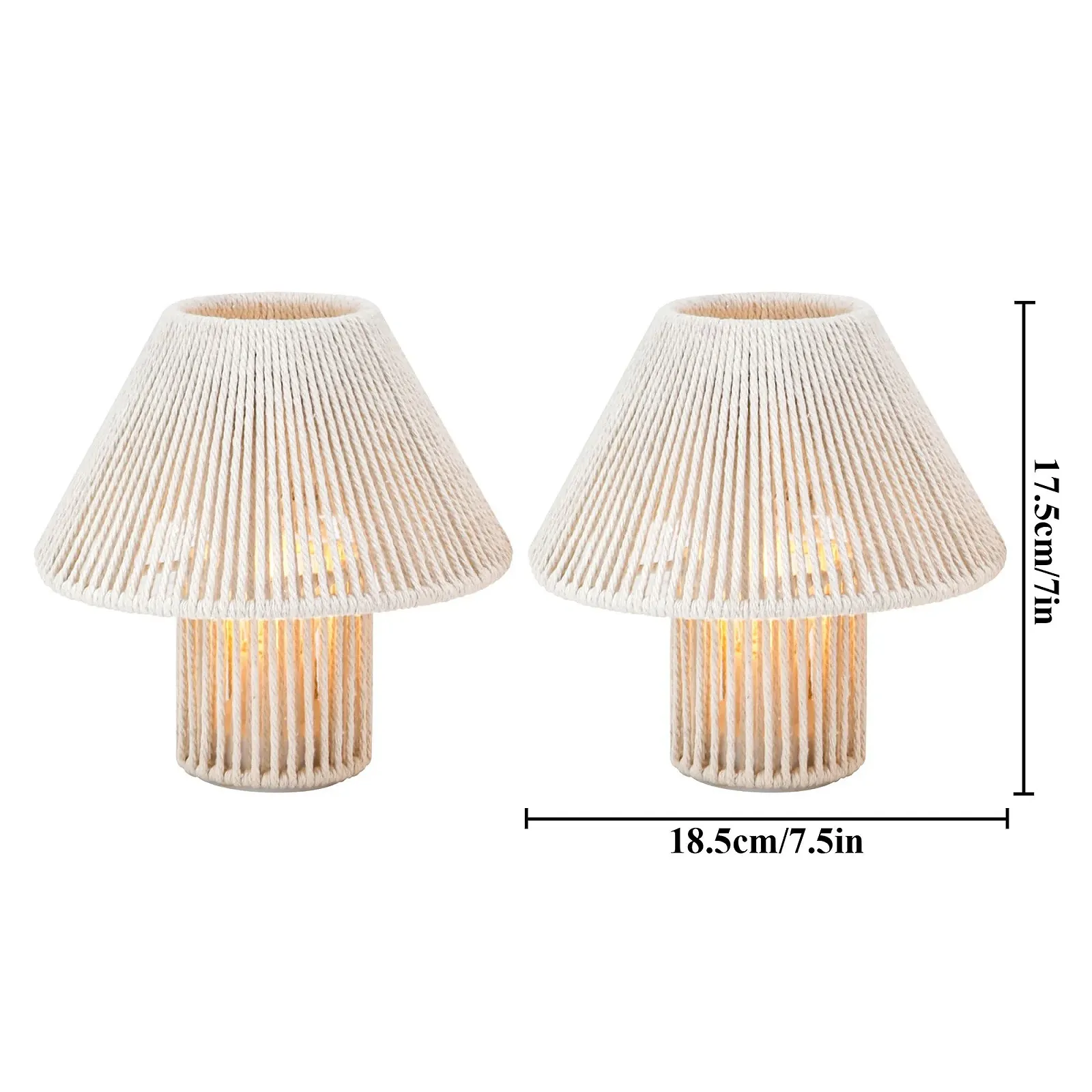 Настільна лампа TRIROCKS LED плетена бавовняна мотузка 18 см на батарейках Набір з 2 шт. Boho, фото №2