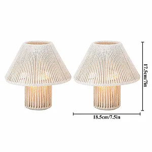 Настільна лампа TRIROCKS LED плетена бавовняна мотузка 18 см на батарейках Набір з 2 шт. Boho synthetic.ua - Фото 1