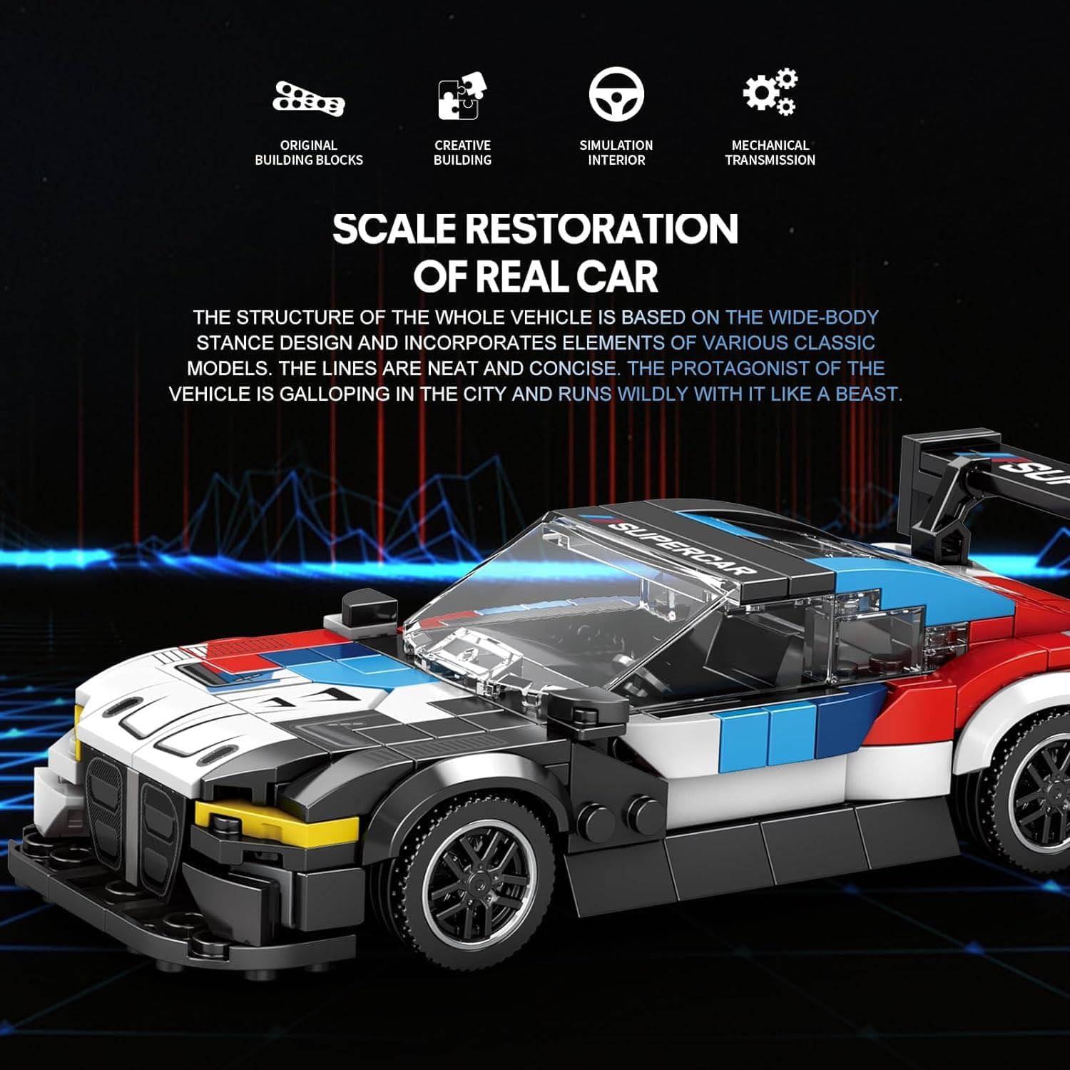 Модельный набор машин Fuleying для BMW M4 GT3 363 шт., фото №2 Модельный набор машин Fuleying для BMW M4 GT3 363 шт., фото №2