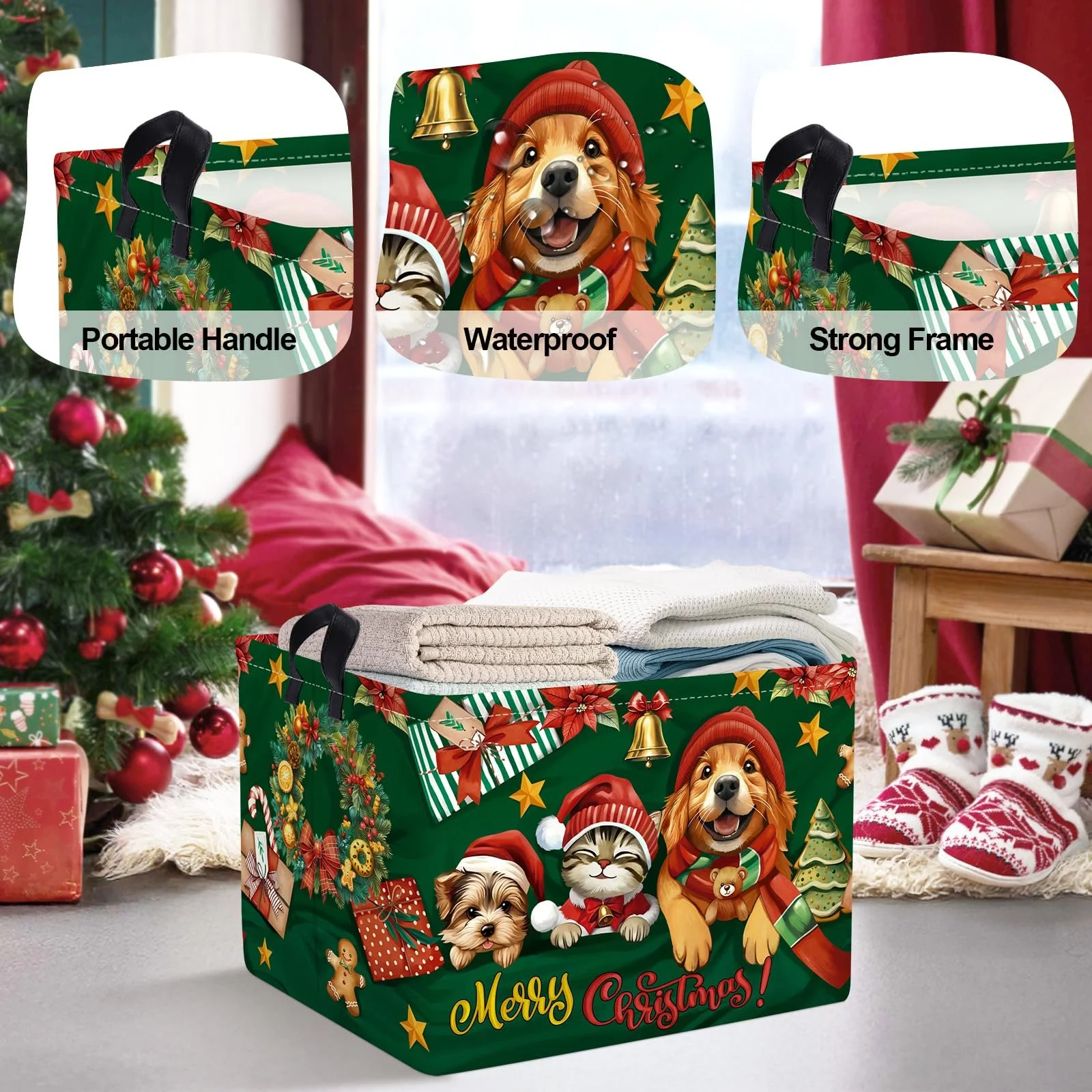 Корзина для игрушек HUUMONSS Рождественская для мальчиков девочек Водонепроницаемая, 36 л, фото №4 Корзина для игрушек HUUMONSS Рождественская для мальчиков девочек Водонепроницаемая, 36 л, фото №4