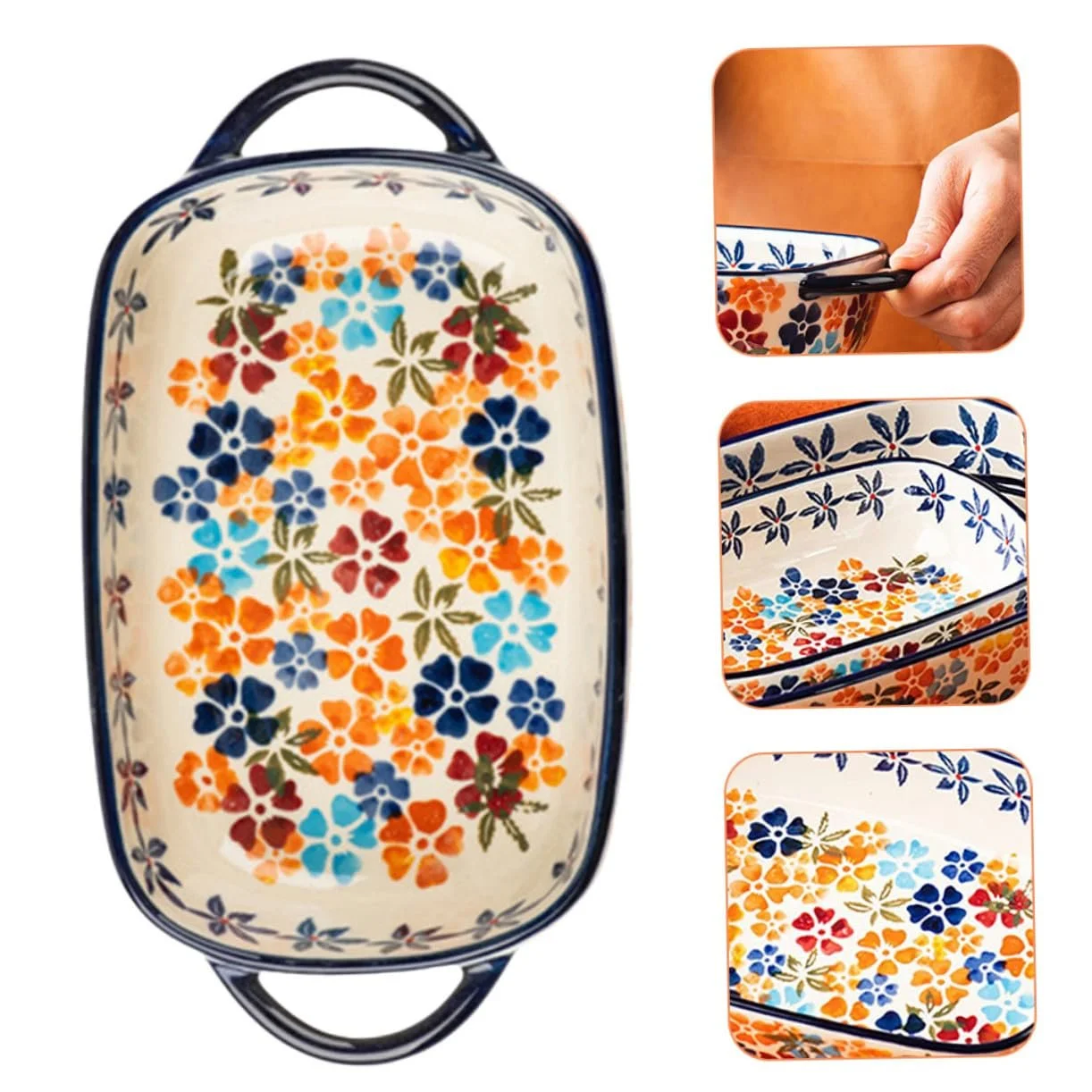 Форма для запекания керамическая с двумя ручками полированная универсальная бытовая, фото №8