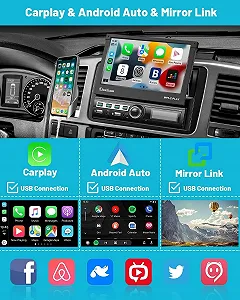 Автомагнітола Hikity Car Radio / 1 DIN / 7'' / Mirror Link / Hands-free / Bluetooth / USB / Android / Black synthetic.ua - Фото 1