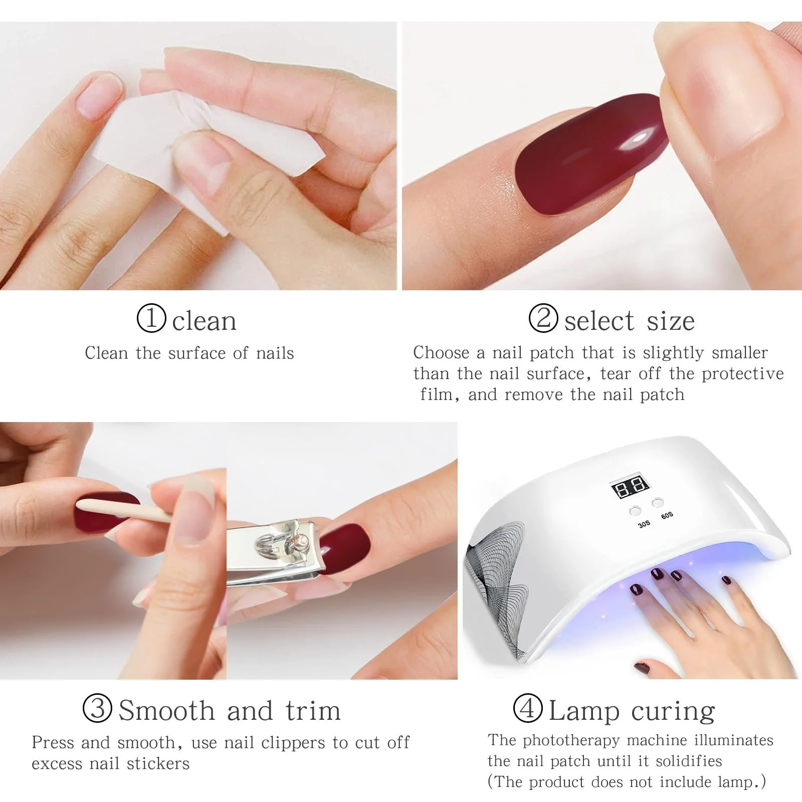 Гелевые полоски для ногтей JMEOWIO Nail Foil UV Hardening White Leaves with French Tip 20 штук, фото №8