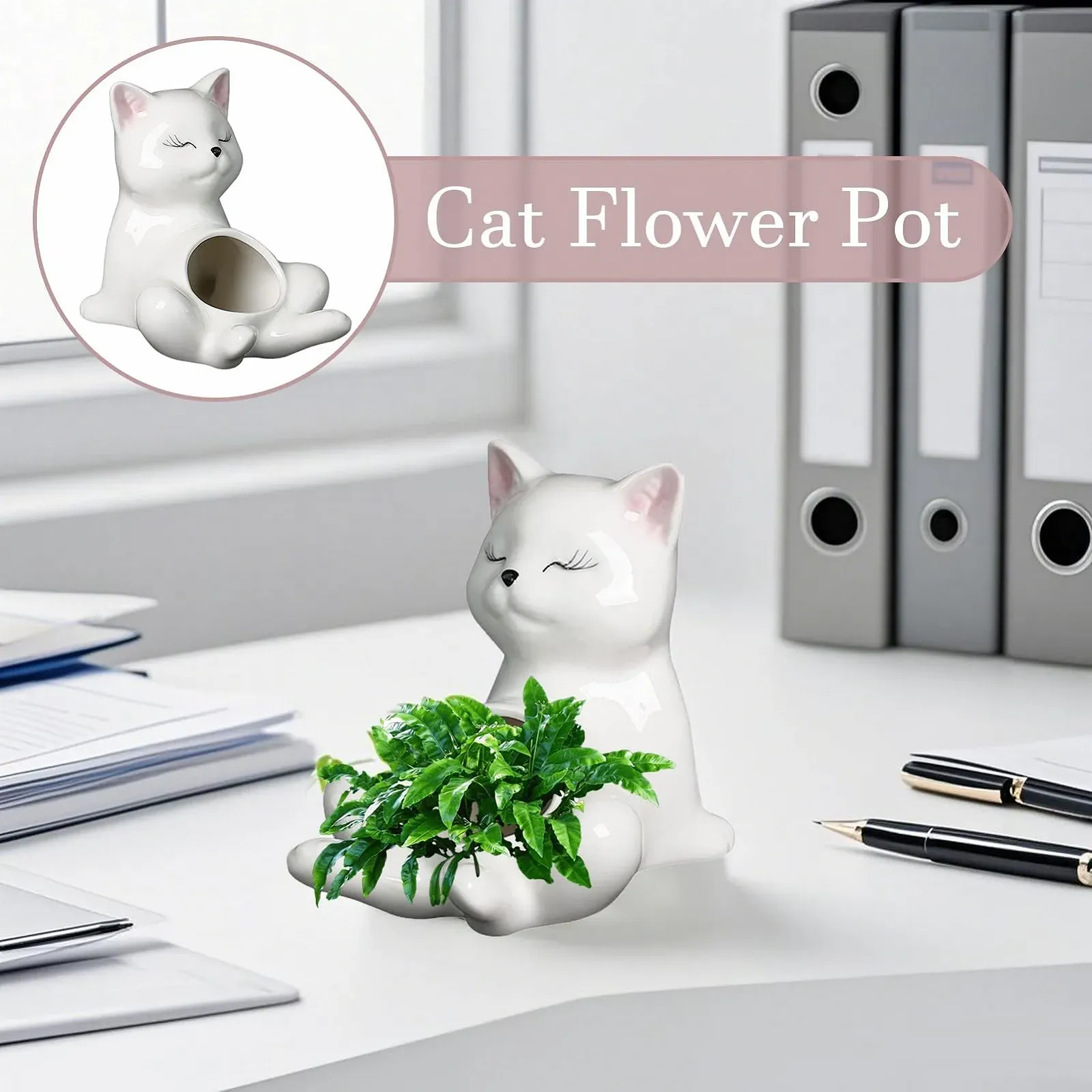 Горщик для рослин керамічний у формі кота декоративний, фото №2 Горщик для рослин керамічний у формі кота декоративний, фото №2