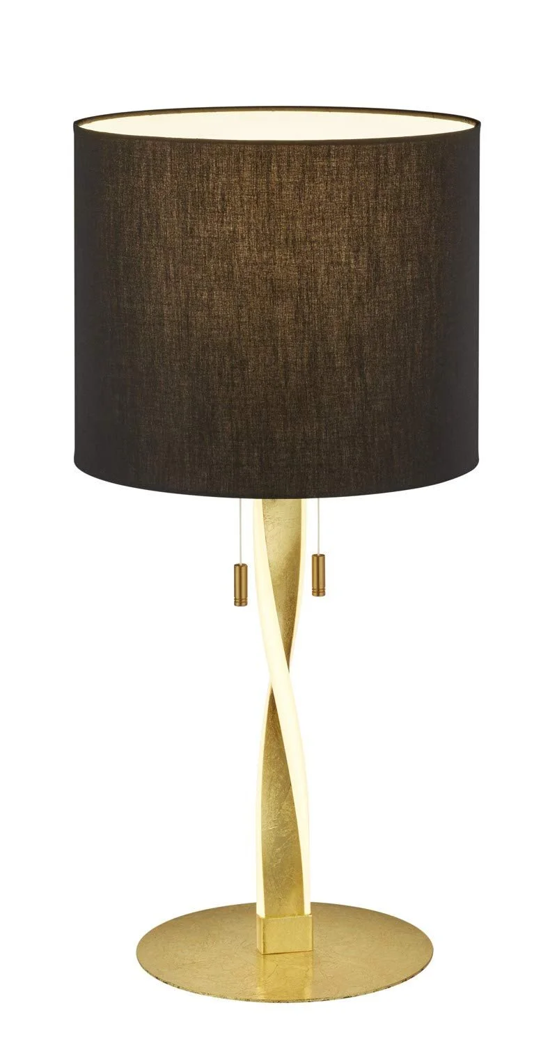 Настільна лампа Trio Leuchten Nandor 575310379 металева чорна матова/золота 3 Ватт тканинний абажур чорний, фото №1