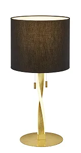 Настільна лампа Trio Leuchten Nandor 575310379 металева чорна матова/золота 3 Ватт тканинний абажур чорний - Фото 1