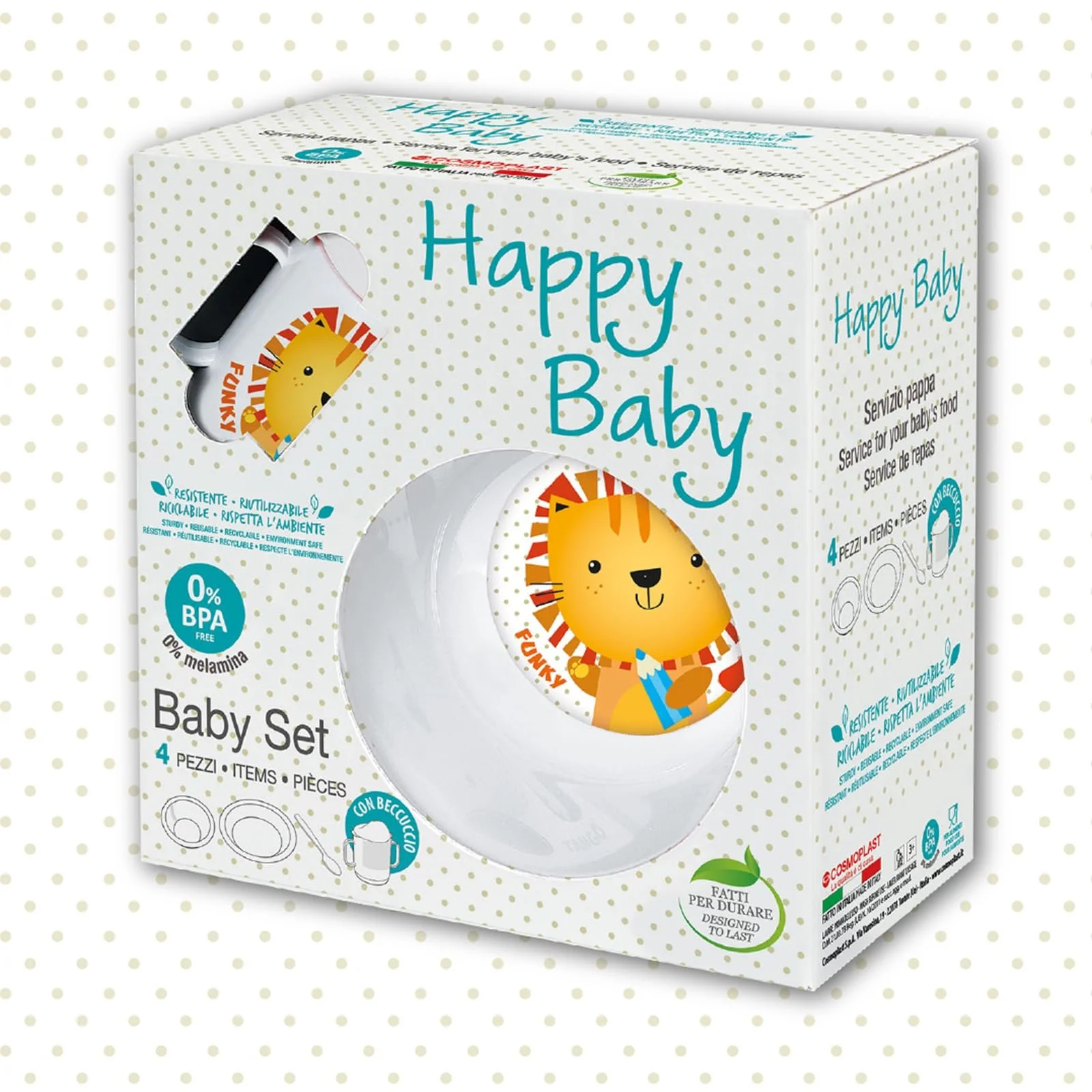 Набор посуды Cosmoplast Funky Lion Белый, фото №1 Набор посуды Cosmoplast Funky Lion Белый, фото №1