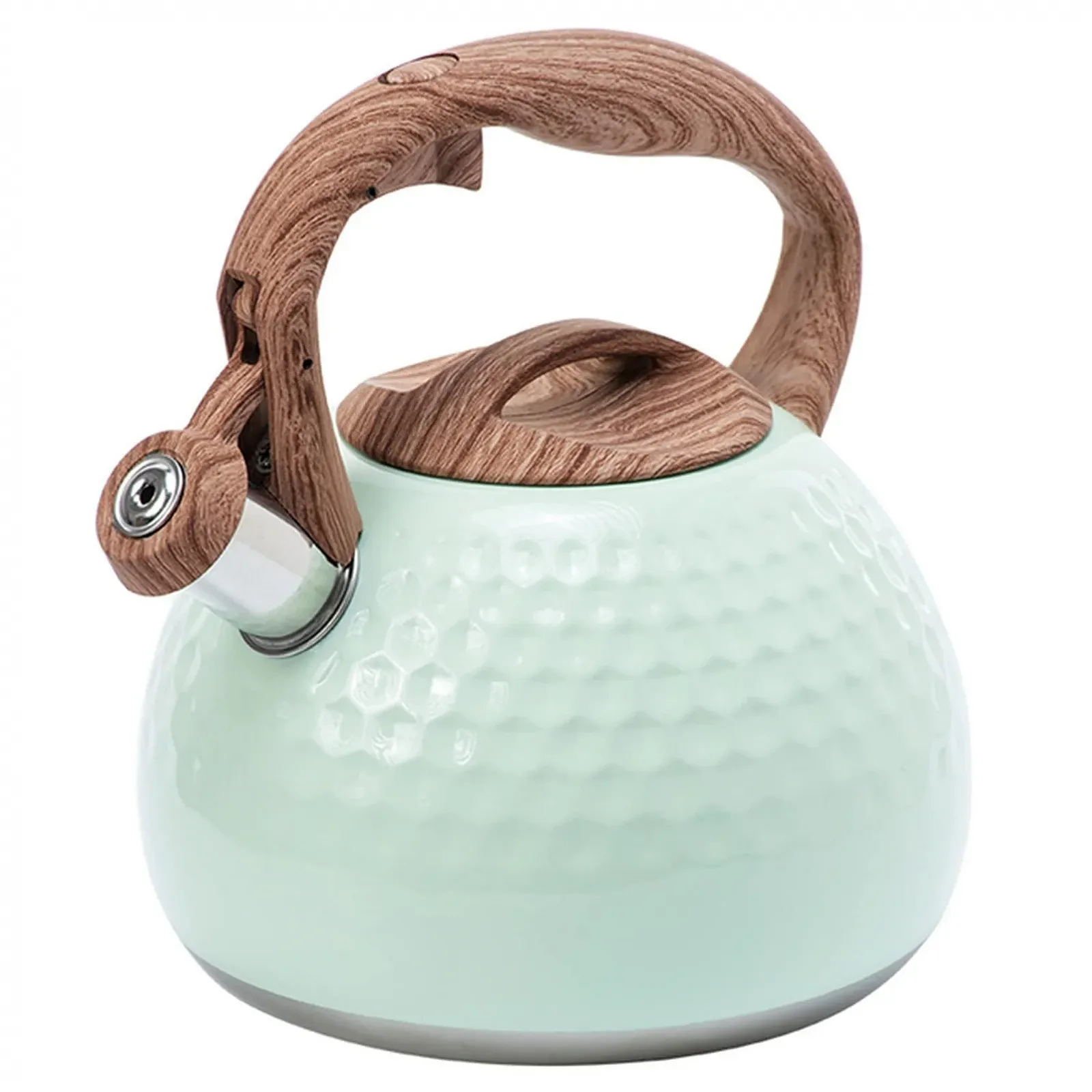 Чайник для плити 3 л нержавіюча сталь свисток термостійка ручка газова індукційна плита Зелений, фото №1