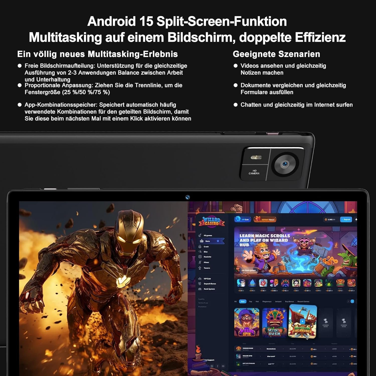 Планшет 10.1" SUAAT S10 (8+22)/128Gb 8 ядер Android 15 8000 mAh Чорний, фото №7 Планшет 10.1" SUAAT S10 (8+22)/128Gb 8 ядер Android 15 8000 mAh Чорний, фото №7