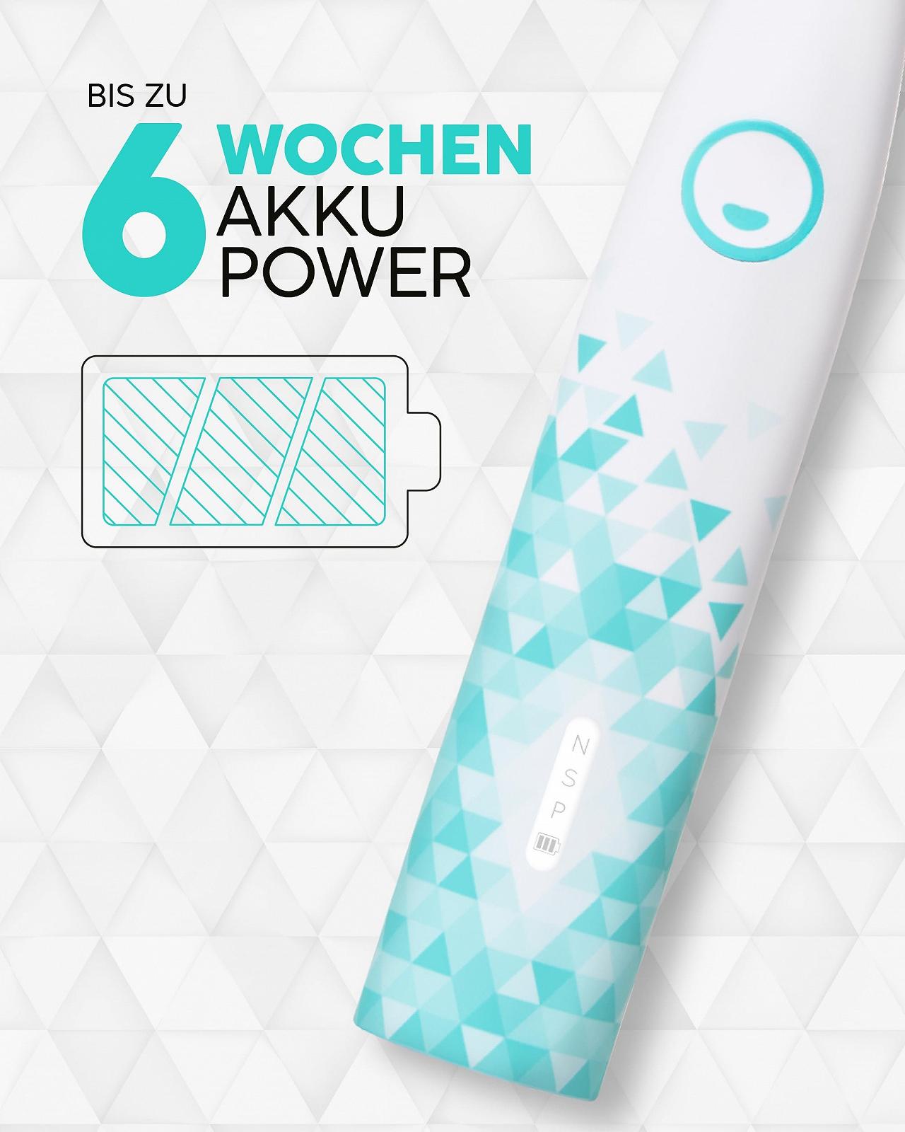 Електрична звукова зубна щітка happybrush Eco VIBE 3 40000 вібрацій/хв Білий/М'ятний, фото №2