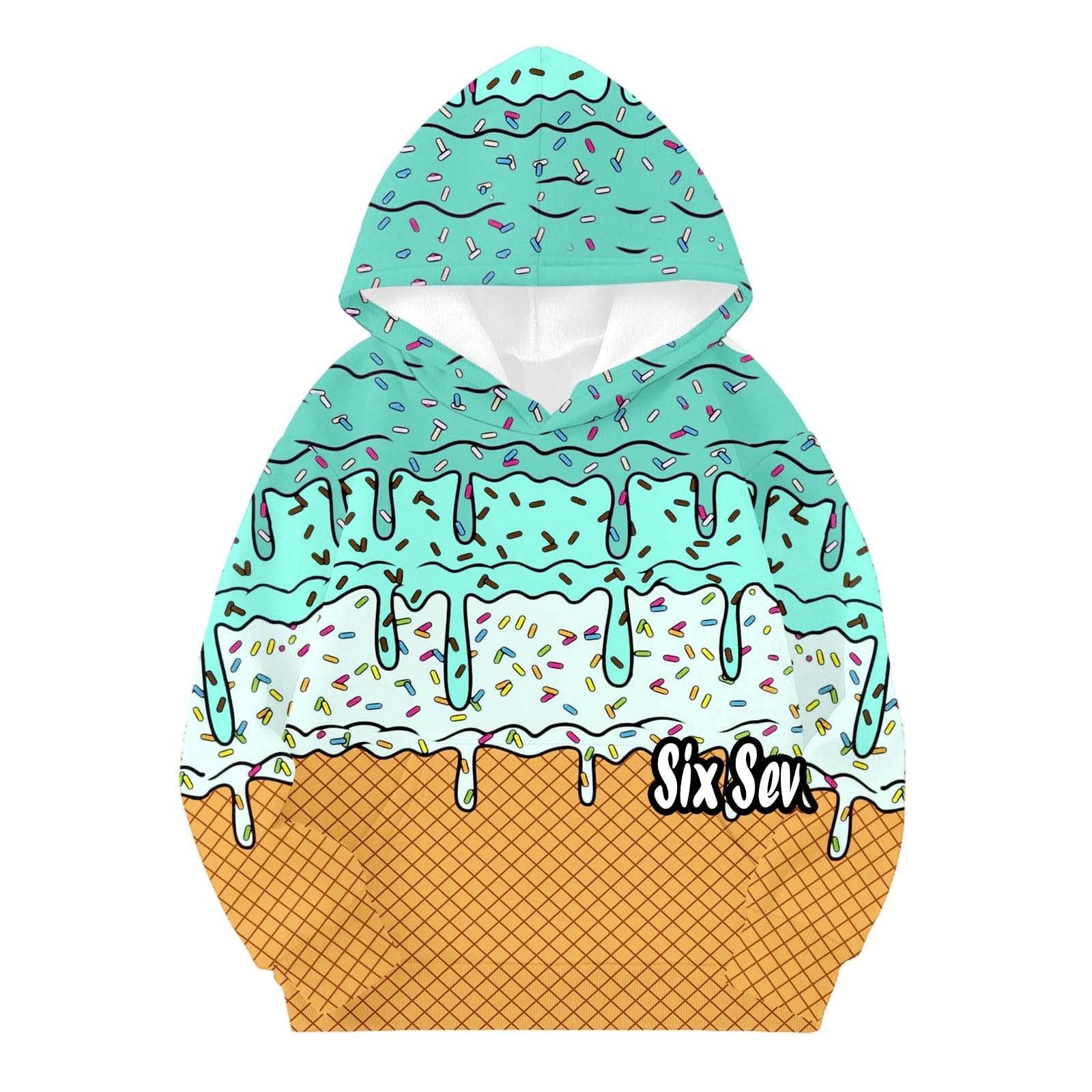 Худі з принтом морозива, м'який флісовий пуловер з довгими рукавами, фото №2