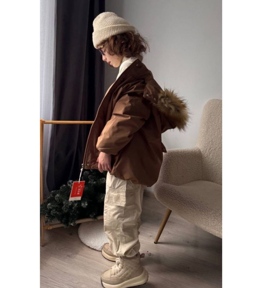 Стильна дитяча куртка від 130 до 160 см еврозима з капюшоном з хутром осінь/зима, фото №2