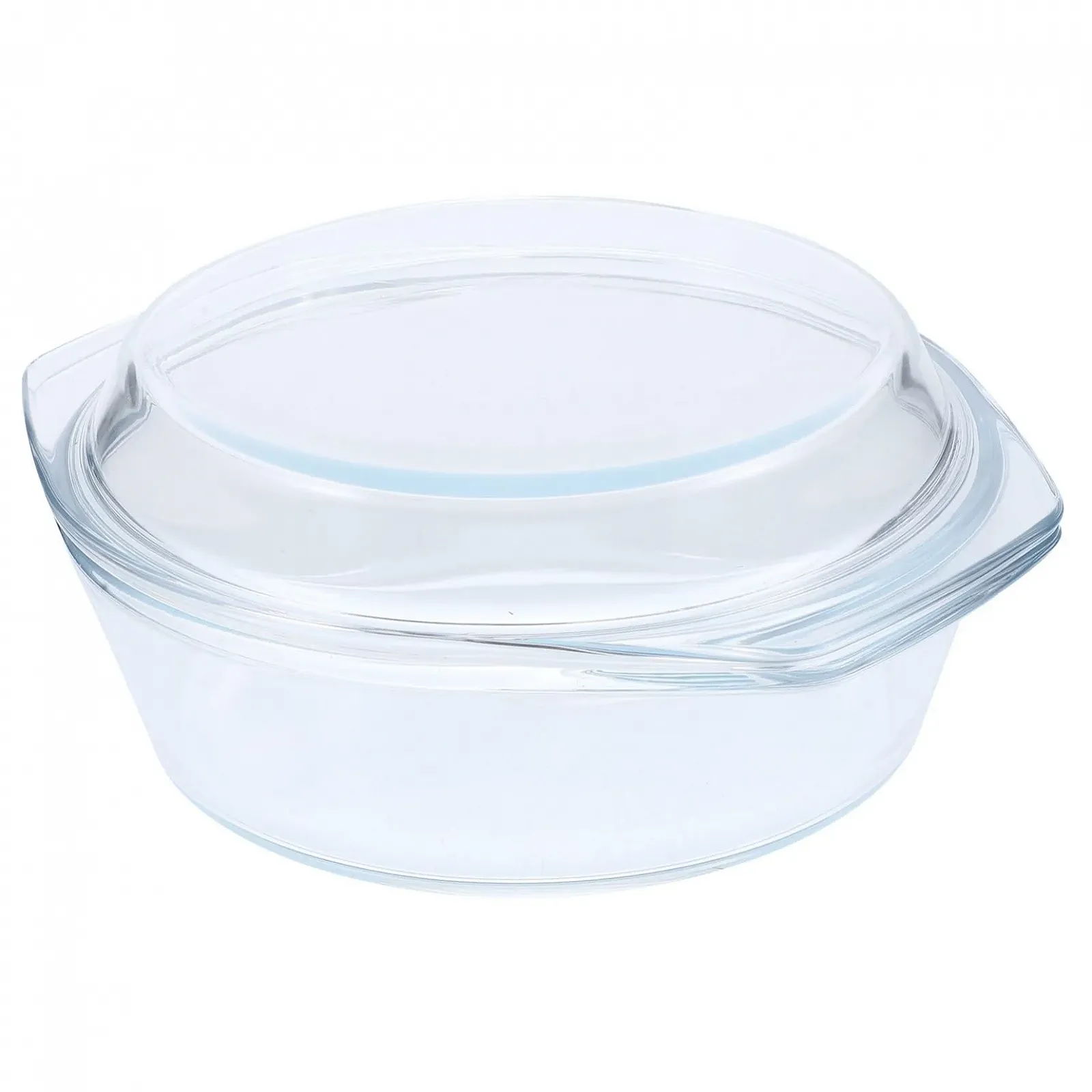 Форма для запікання VALICLUD кругла скляна з кришкою прозора, фото №1 Форма для запікання VALICLUD кругла скляна з кришкою прозора, фото №1