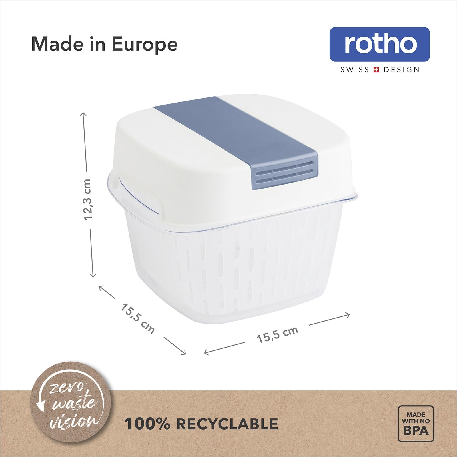 Ємність для зберігання Rotho Dynamic Box 1.6 л з 4 змінними фільтрами 15.5 x 15.5 x 12.3 см Білий, фото №7