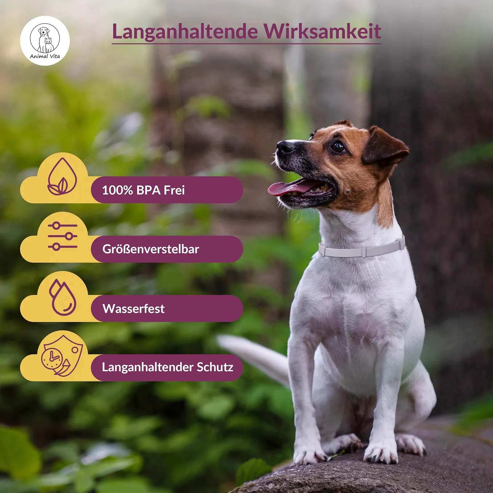 Нашийник від кліщів Animal Vita Premium Водостійкий Регульований 48 см для маленьких собак, фото №2