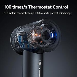 Фен LESCOLTON Ion, 110 000 об/мин, LED-дисплей, технология отрицательных ионов, мощный, контроль температуры и скорости воздушного потока, черный synthetic.ua - Фото 1